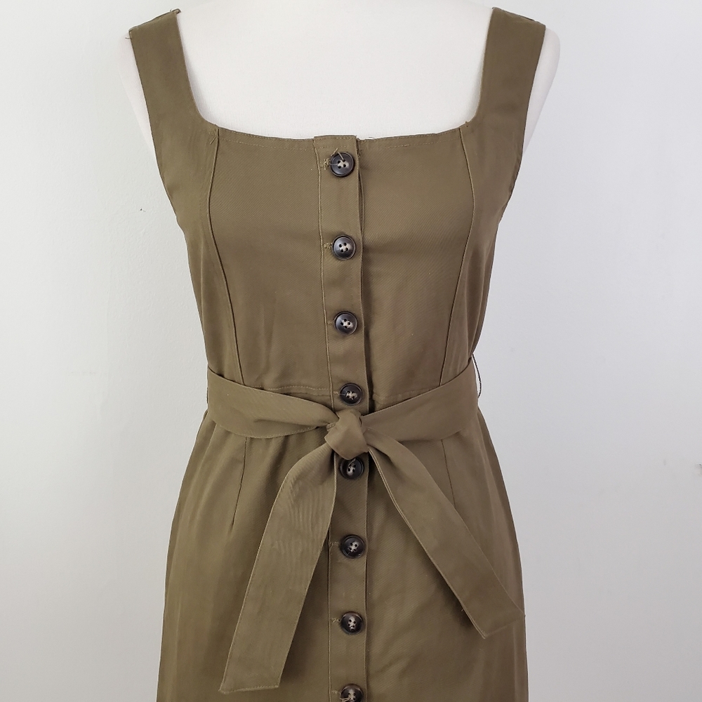 Wild Honey Olive Button Front Dress View 3